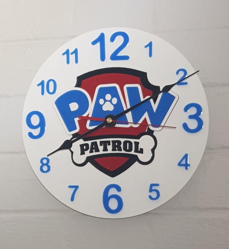 طرح ساعت دیواری پاو پاترول مناسب برای استفاده در دستگاه های cnc چوب و cnc لیزر - laser cut paw patrol wall clock cdr file
