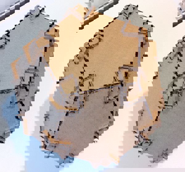 طرح و پازل سه بعدی دوازده وجهی مناسب برای استفاده در دستگاه های cnc چوب و cnc لیزر - laser cut dodecahedron 3d puzzle svg file