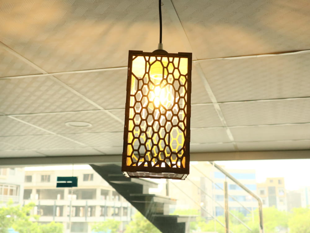 طرح انتزاعی چراغ آویز چوبی مناسب برای استفاده در دستگاه های cnc چوب و cnc لیزر - laser cut wooden pendant light abstract pattern cdr file