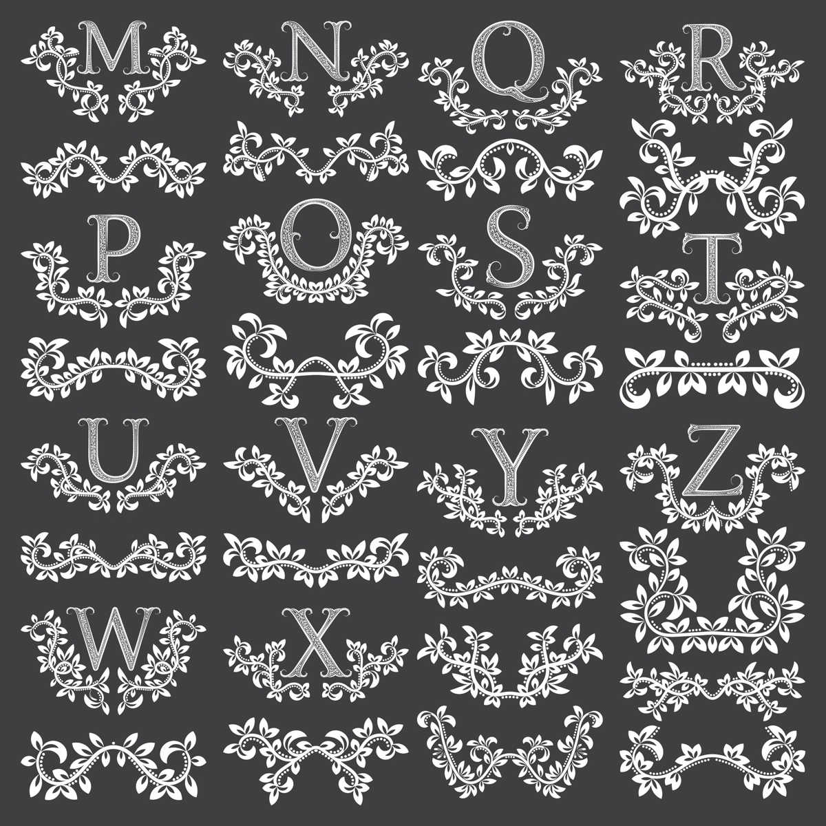 طرح حروف گلدار وکتور مناسب برای استفاده در دستگاه های cnc چوب و cnc لیزر - floral letters vector art eps file