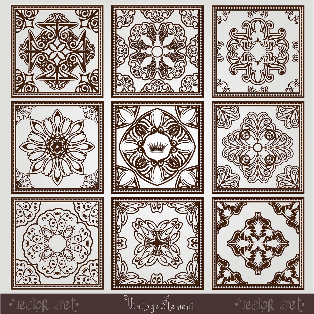 طرح نقش مربعی وینتیج مناسب برای استفاده در دستگاه های cnc چوب و cnc لیزر - vintage square pattern eps file