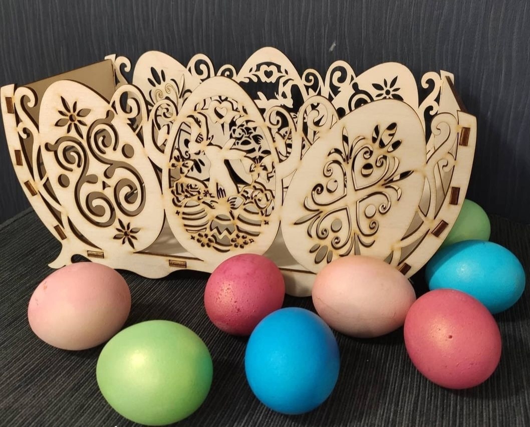 طرح سبد تخم مرغ عید پاک چوبی مناسب برای استفاده در دستگاه های cnc چوب و cnc لیزر - laser cut wooden easter egg basket cdr file