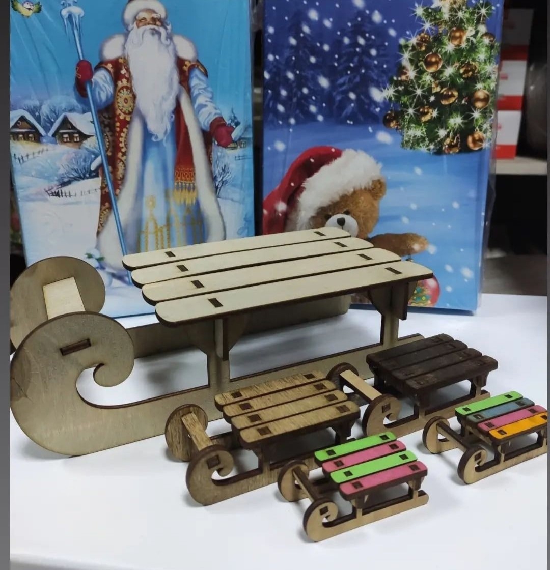 طرح سورتمه کریسمس مناسب برای استفاده در دستگاه های cnc چوب و cnc لیزر - laser cut christmas sled decoration cdr file