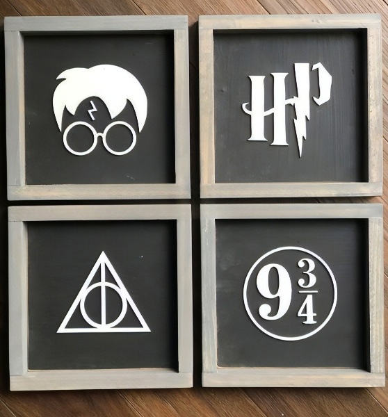 طرح هنری دیواری هری پاتر مناسب برای استفاده در دستگاه های cnc چوب و cnc لیزر - laser cut harry potter wall art cdr file