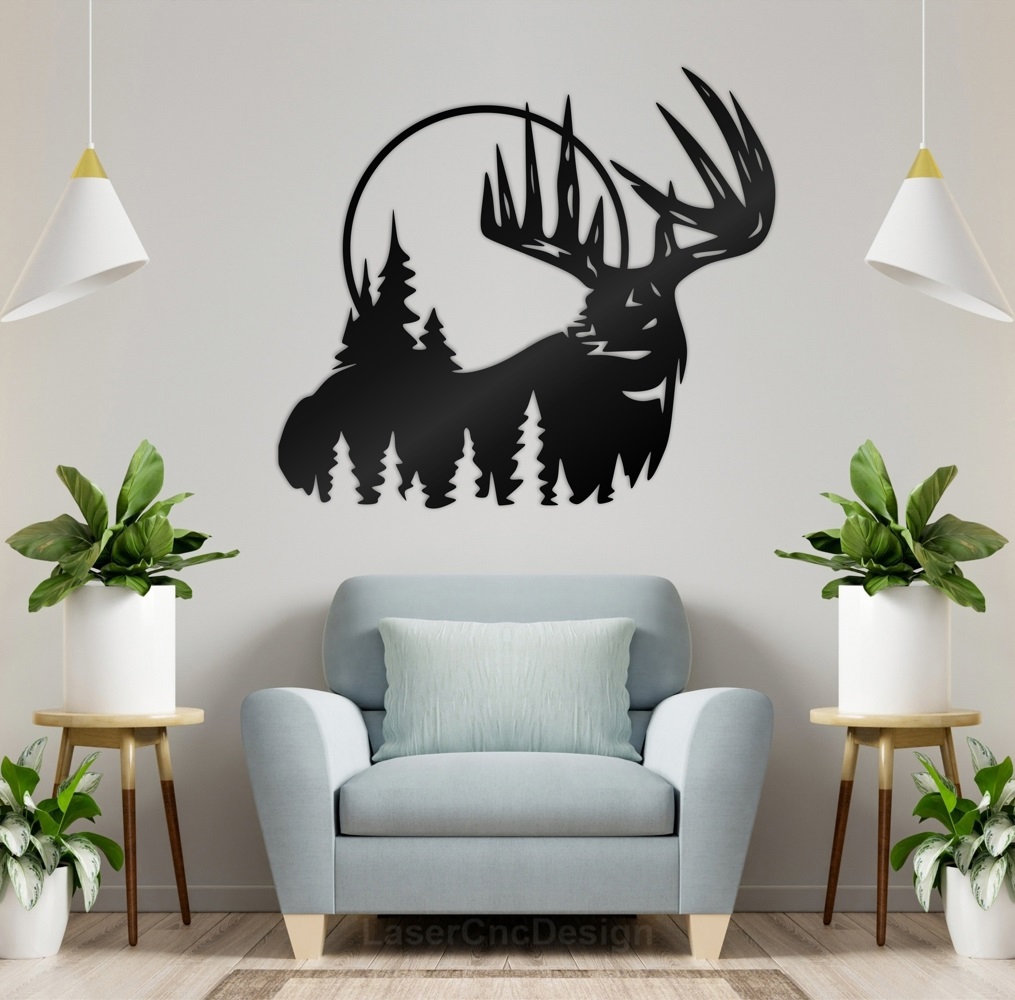 طرح تزیین دیوار گوزن مناسب برای استفاده در دستگاه های cnc چوب و cnc لیزر - laser cut deer wall decor cdr file