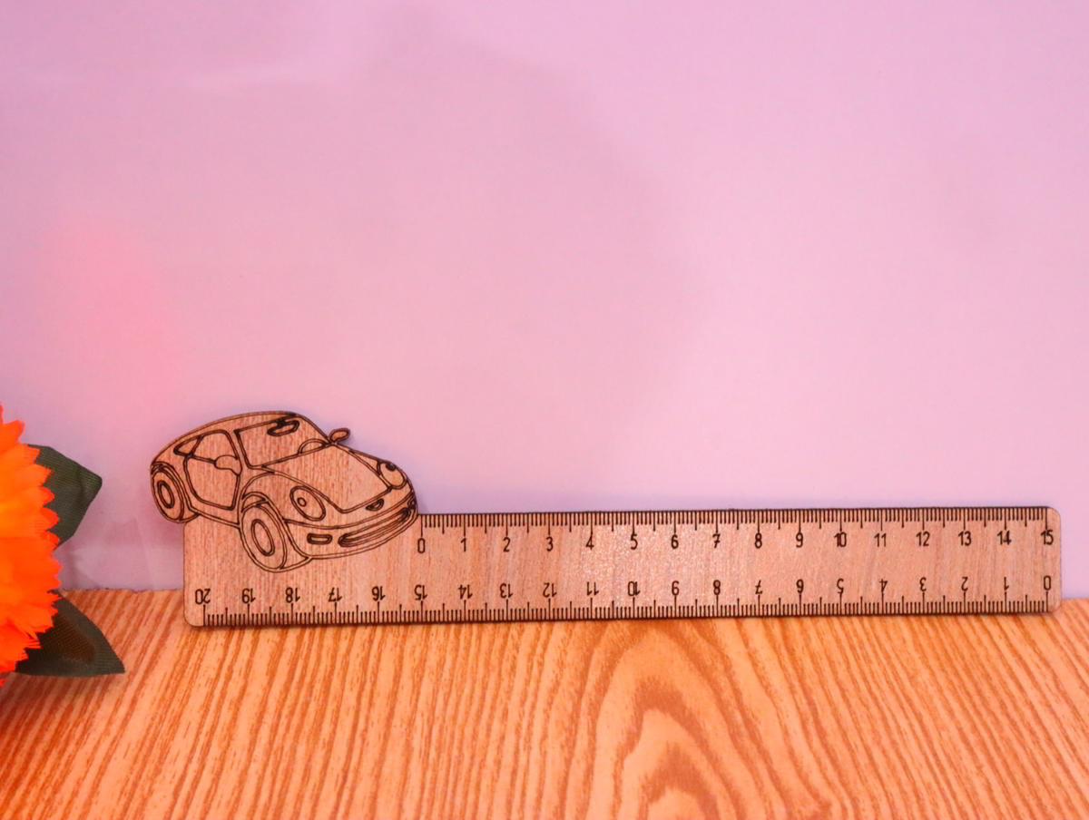 طرح ماشین بچه گانه با خط کش چوبی مناسب برای استفاده در دستگاه های cnc چوب و cnc لیزر - laser cut car kids wooden ruler cdr file