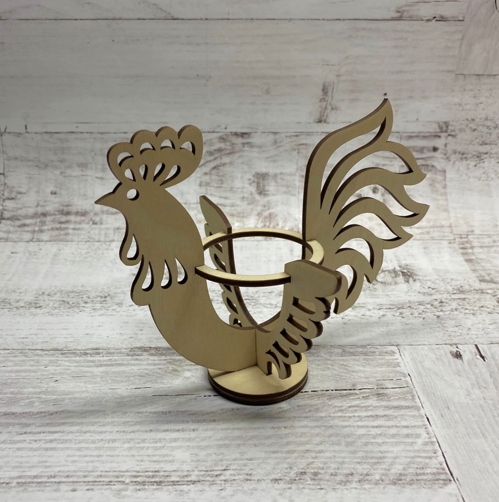 طرح جا تخم مرغی خروس مخصوص عید پاک مناسب برای استفاده در دستگاه های cnc چوب و cnc لیزر - laser cut rooster egg holder happy easter decor cdr file