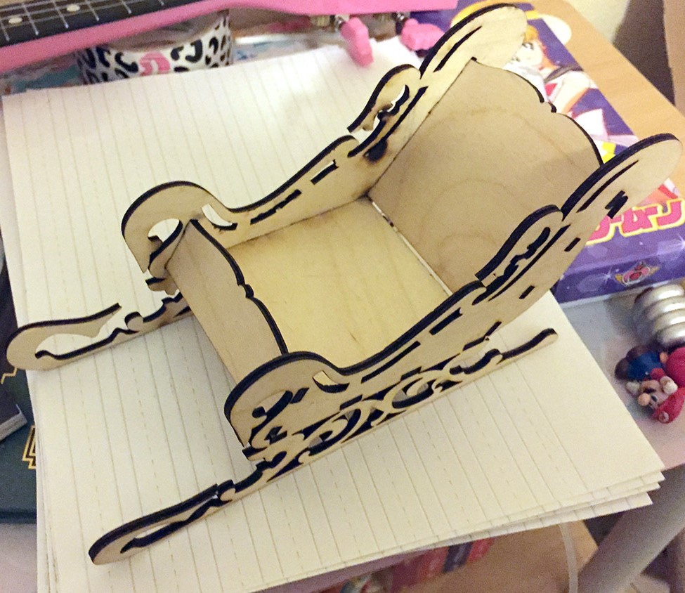 طرح سورتمه ۳ میلی‌متری مناسب برای استفاده در دستگاه های cnc چوب و cnc لیزر - laser cut sleigh 3mm cdr file