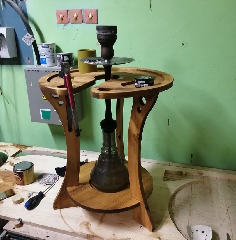 طرح میز قلیان با روتر cnc و مناسب برای استفاده در دستگاه های cnc چوب و cnc لیزر - laser cut hookah table cnc router template dxf file