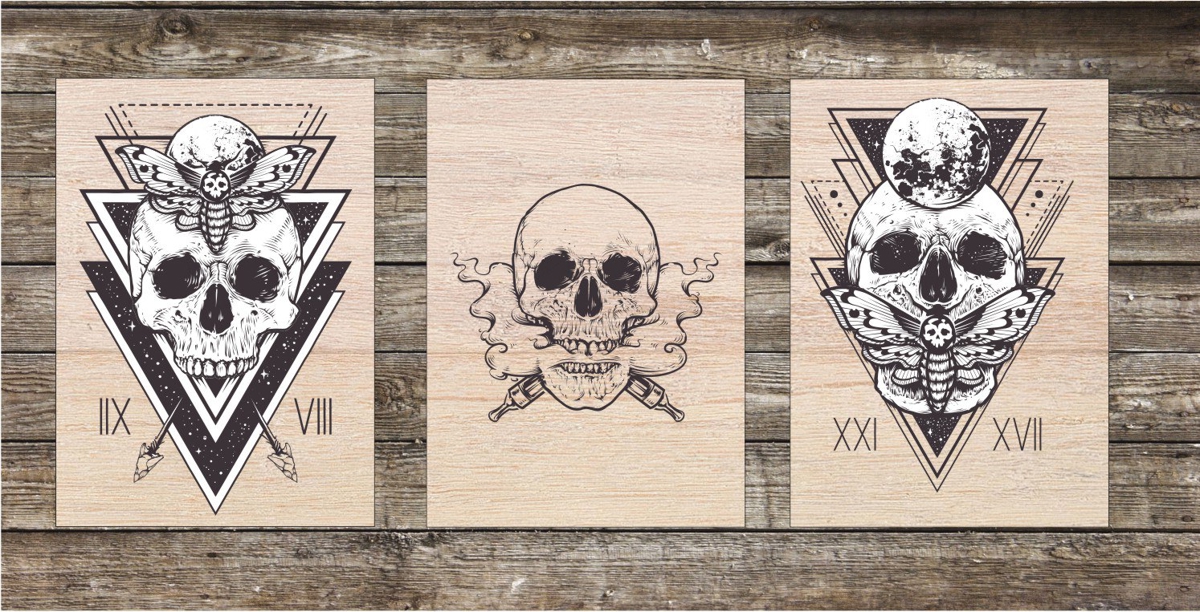 طرح حکاکی لیزری جمجمه مناسب برای استفاده در دستگاه های cnc چوب و cnc لیزر - laser engraving skull art cdr file
