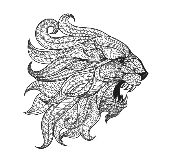 طرح سر شیر با طرح قومیتی مناسب برای استفاده در دستگاه های cnc چوب و cnc لیزر - ethnic patterned head of lion cdr file