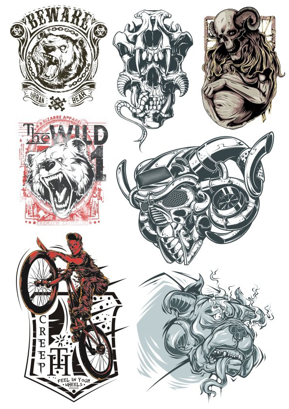 طرح با طرح وکتور تی شرت مناسب برای استفاده در دستگاه های cnc چوب و cnc لیزر - t shirt style vectors pack cdr file