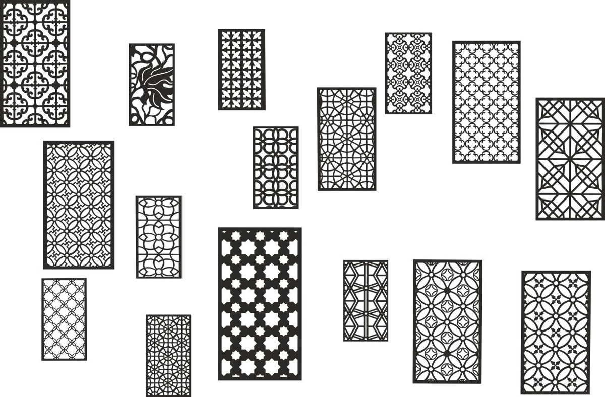 طرح مجموعه الگوهای هندسی بدون درز سیاه و سفید مناسب برای استفاده در دستگاه های cnc چوب و cnc لیزر - collection black white geometric seamless patterns cdr file