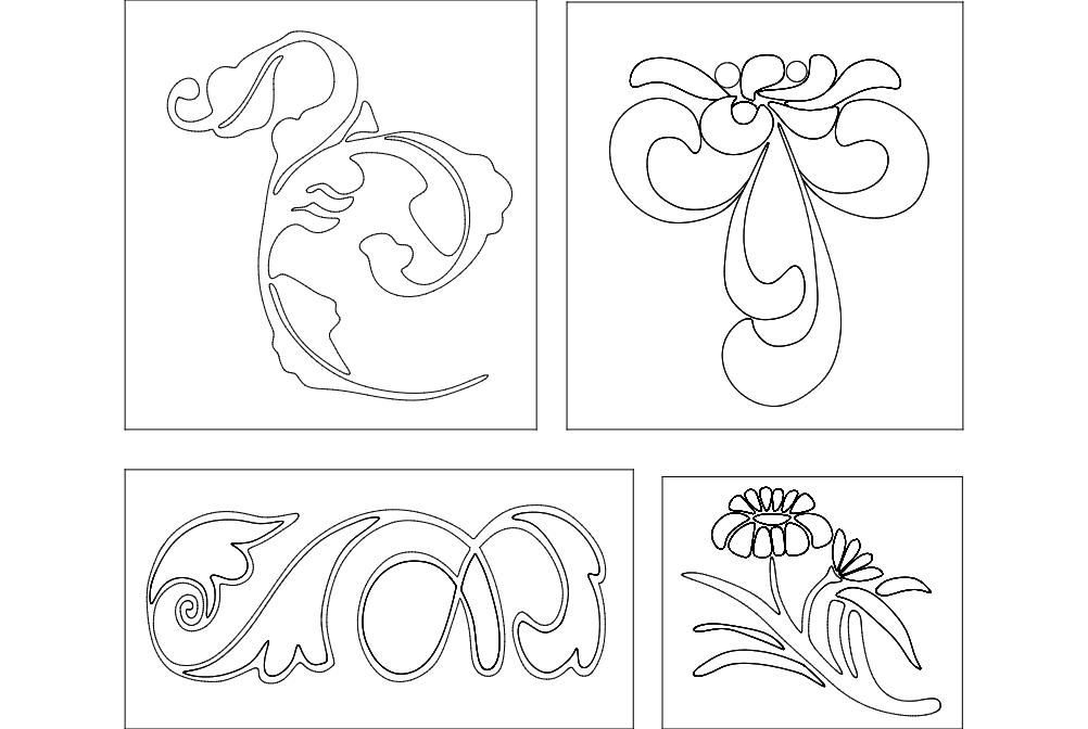 طرح گل مناسب برای استفاده در دستگاه های cnc چوب و cnc لیزر - floral design dxf file