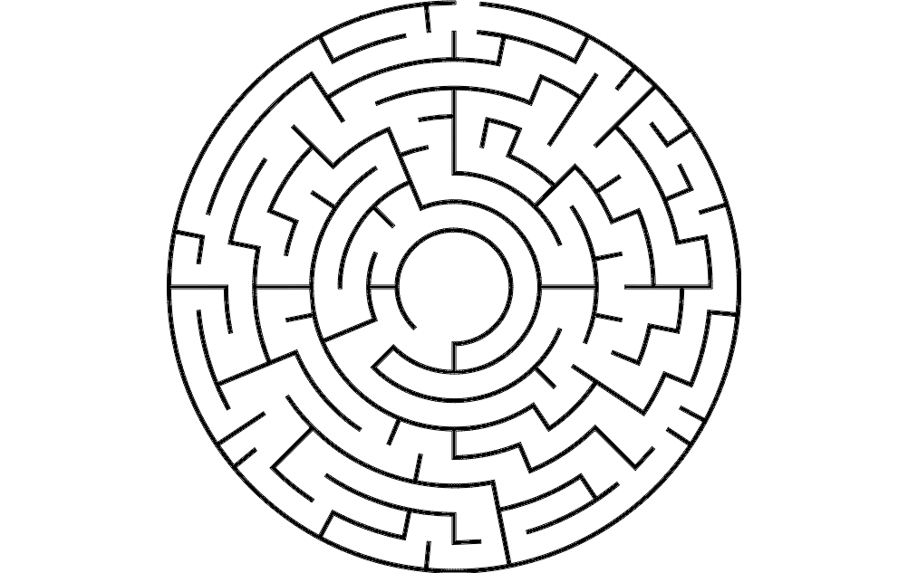 طرح هزارتوی دایره‌ای مناسب برای استفاده در دستگاه های cnc چوب و cnc لیزر - circular maze dxf file