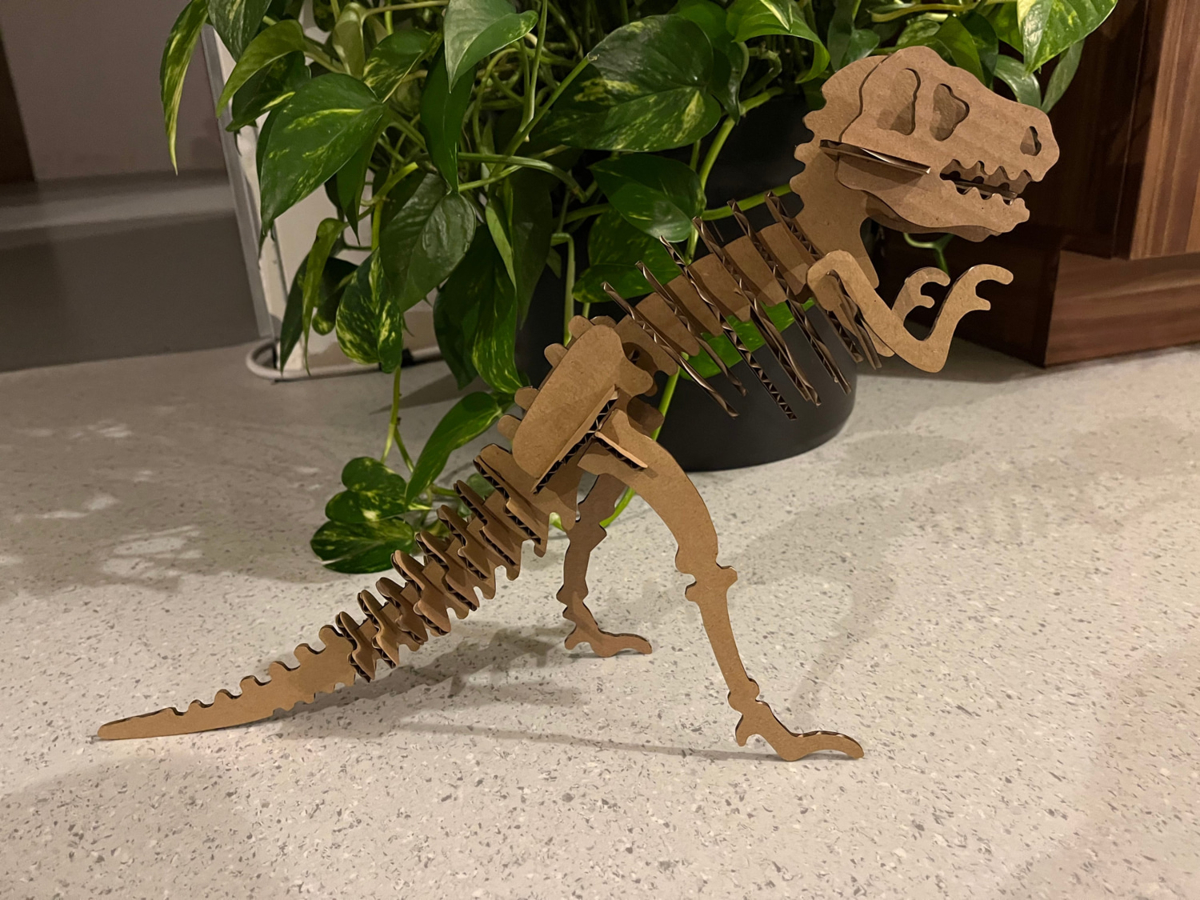 طرح پازل سه بعدی تی رکس مناسب برای استفاده در دستگاه های cnc چوب و cnc لیزر - laser cut t rex 3d puzzle dxf file