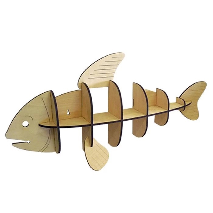 طرح قفسه ماهی چوبی مناسب برای استفاده در دستگاه های cnc چوب و cnc لیزر - laser cut wooden fish shelf cdr file