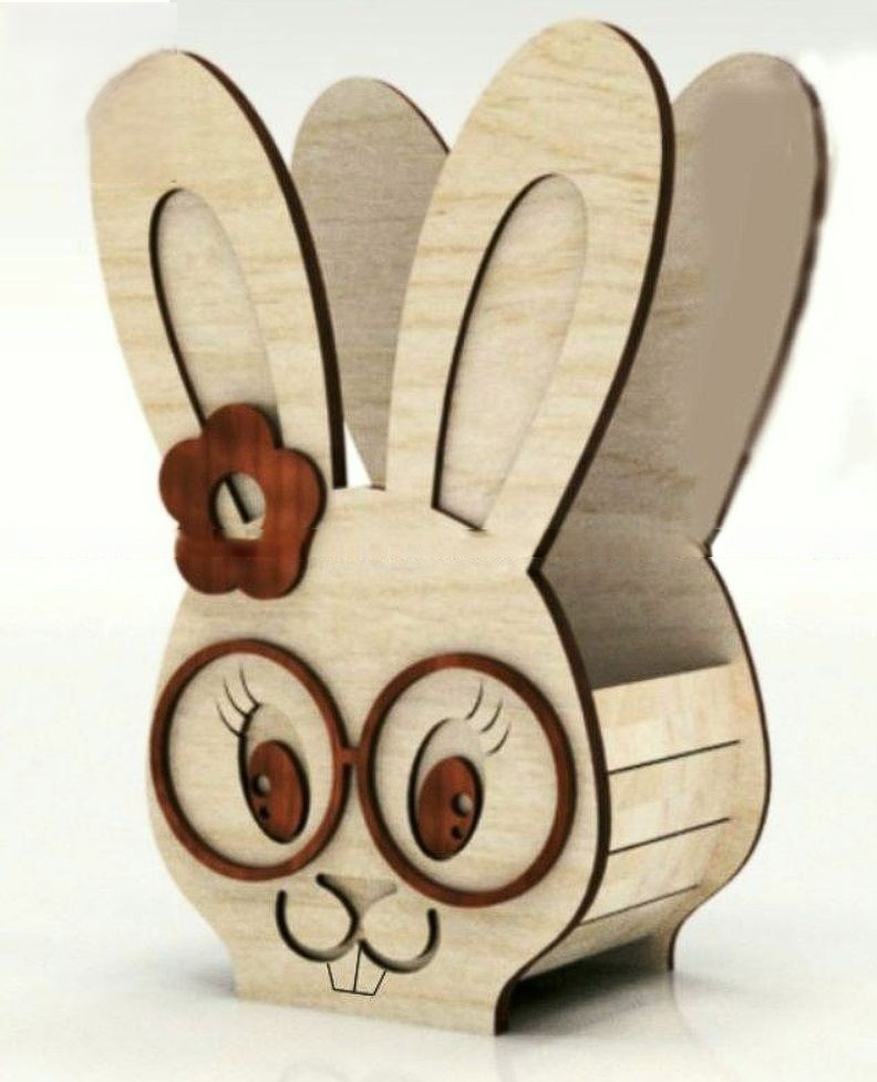 طرح سبد عید پاک خرگوش مناسب برای استفاده در دستگاه های cnc چوب و cnc لیزر - laser cut bunny easter basket cdr file