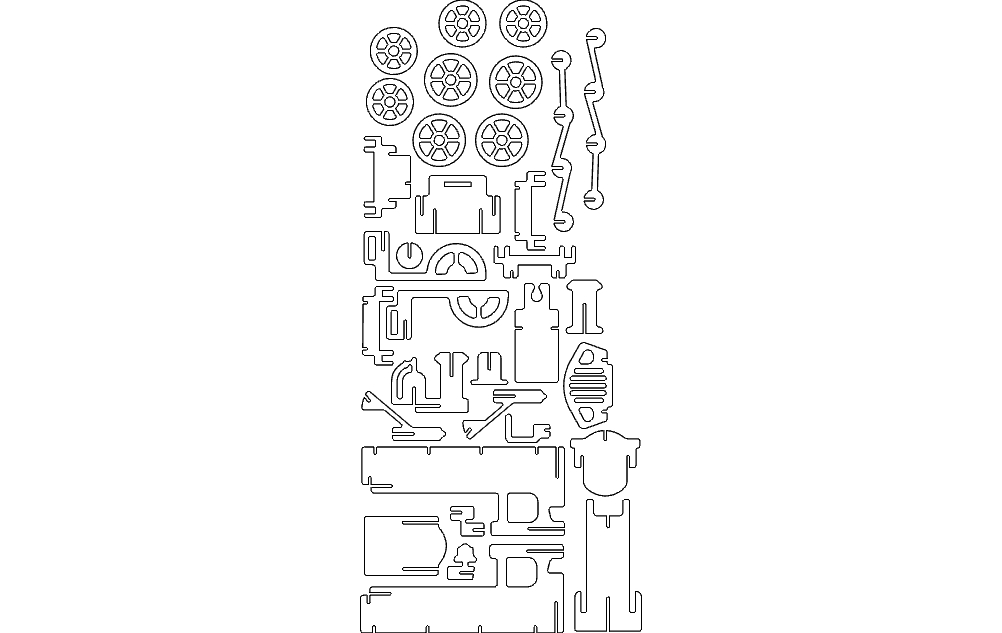 طرح پازل سه بعدی لوکوموتیو ۱ با قطر ۵ میلی‌متر مناسب برای استفاده در دستگاه های cnc چوب و cnc لیزر - lokomotiv 1 5mm dxf file 3d puzzle