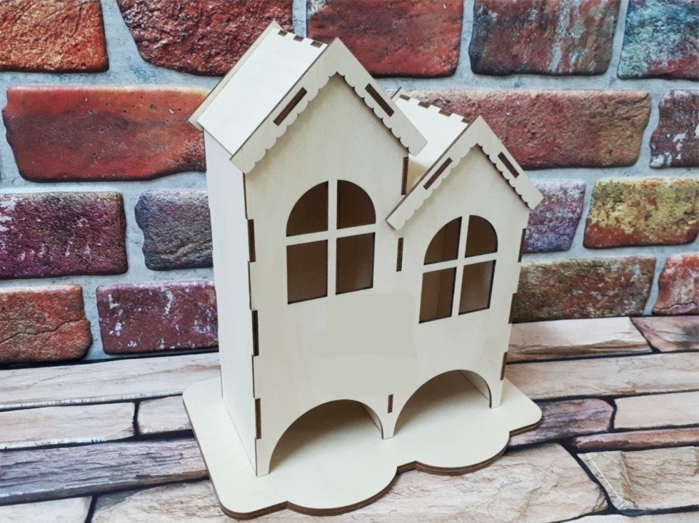 طرح سه بعدی چایخانه دو قسمتی مناسب برای استفاده در دستگاه های cnc چوب و cnc لیزر - laser cut tea house with two compartments 3mm cdr file