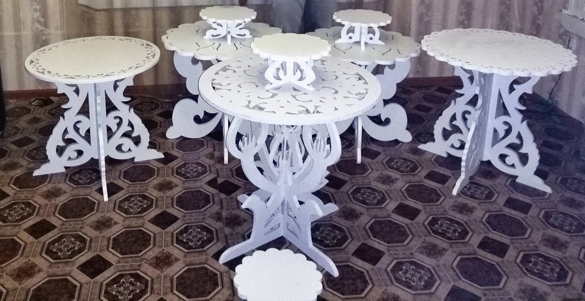 طرح میز و صندلی دکوراتیو مناسب برای استفاده در دستگاه های cnc چوب و cnc لیزر - laser cut decorative furniture table set cdr file