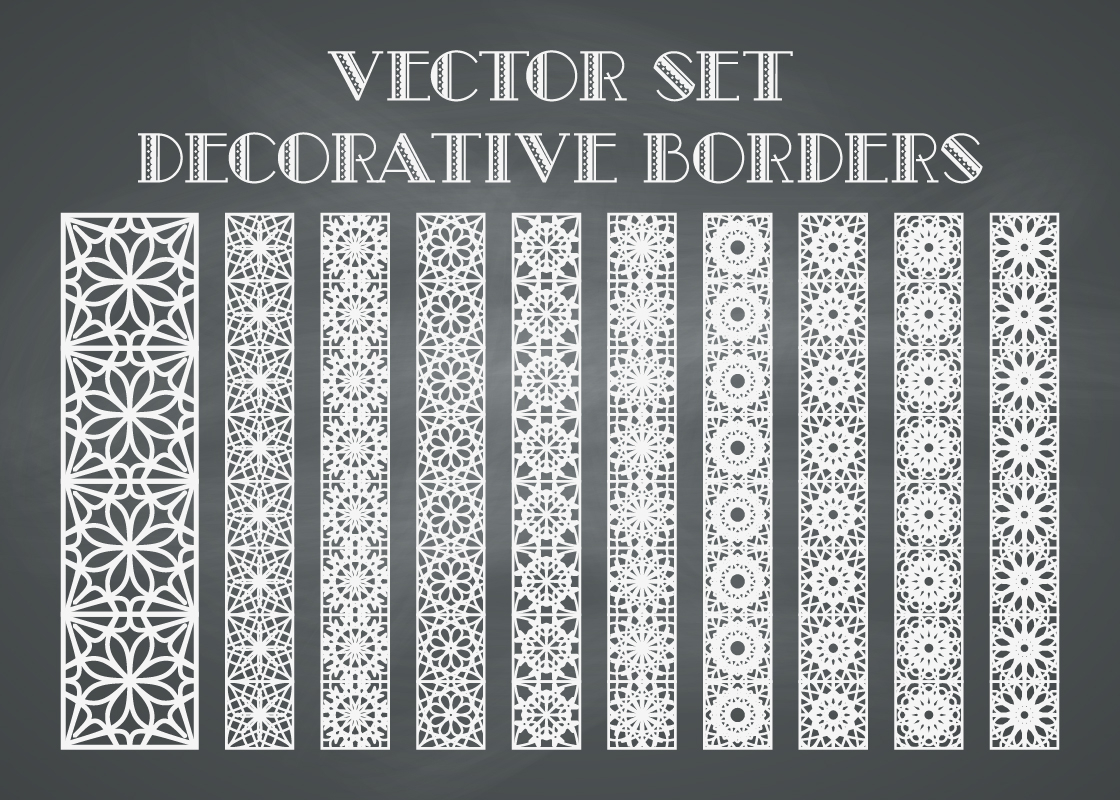 طرح حاشیه‌های تزئینی وکتور مناسب برای استفاده در دستگاه های cnc چوب و cnc لیزر - decorative borders vector eps file