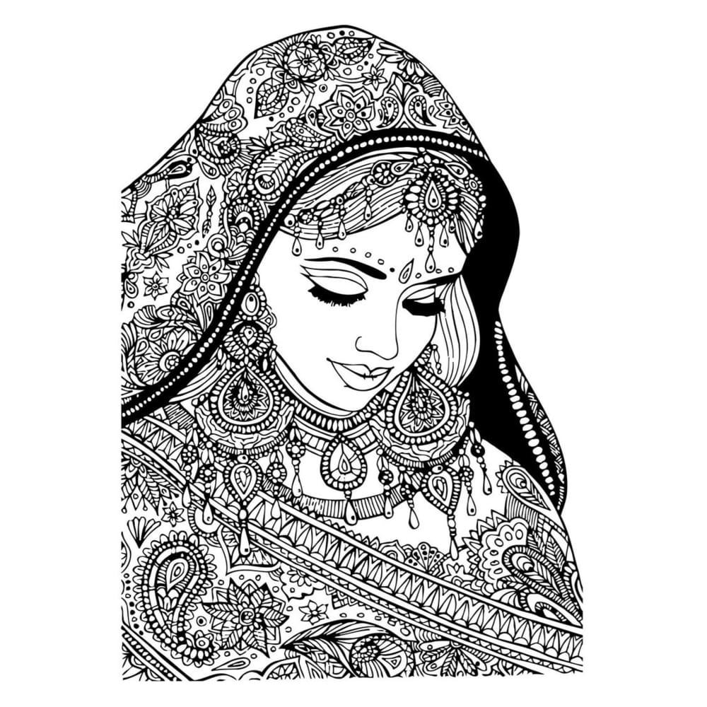 طرح فایل سی دی آر عروس هندی مناسب برای استفاده در دستگاه های cnc چوب و cnc لیزر - indian bride cdr file