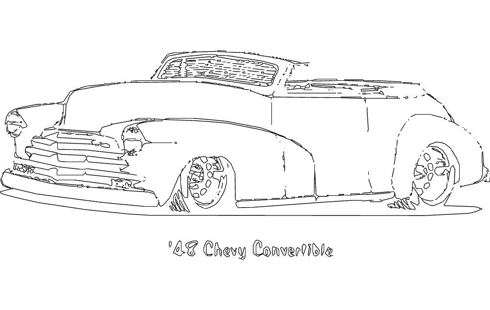 طرح شورلت کانورتیبل ۱۸ مناسب برای استفاده در دستگاه های cnc چوب و cnc لیزر - 18 chevy convertible dxf file