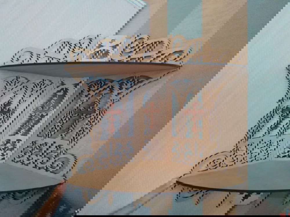 طرح آیکون های ارتدکس برای قفسه گوشه ای خانه مناسب برای استفاده در دستگاه های cnc چوب و cnc لیزر - laser cut orthodox icon corner shelf home iconostasis cdr file