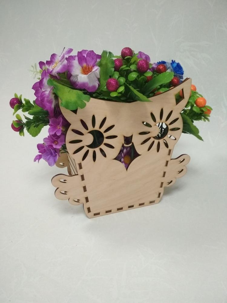 طرح جعبه گل به شکل جغد مناسب برای استفاده در دستگاه های cnc چوب و cnc لیزر - laser cut owl shape flower box cdr file