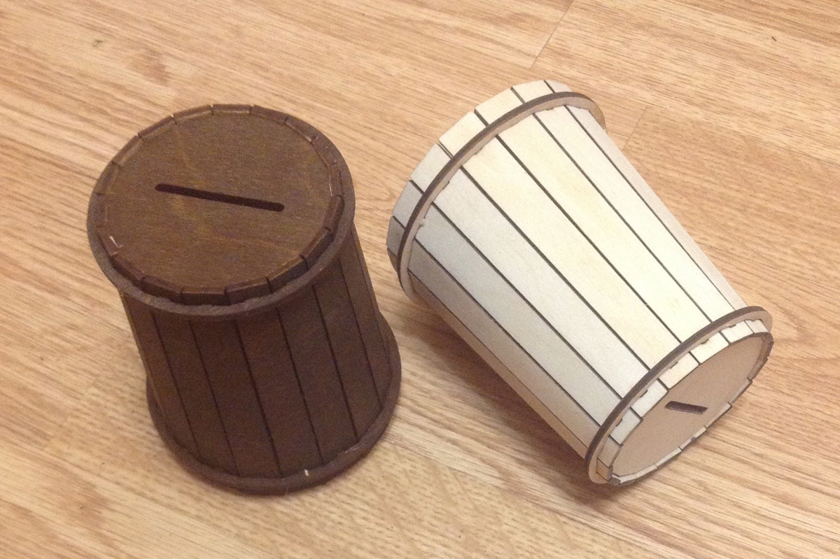 طرح قلک بشکه ای مناسب برای استفاده در دستگاه های cnc چوب و cnc لیزر - laser cut barrel piggy bank cdr file
