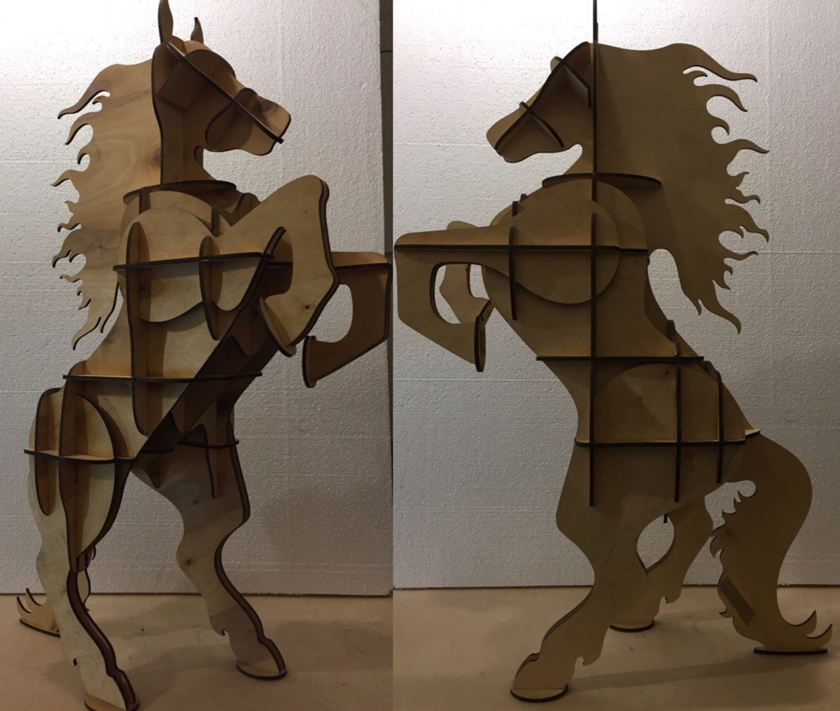 طرح قفسه پرورش اسب مناسب برای استفاده در دستگاه های cnc چوب و cnc لیزر - laser cut rearing horse shelf cdr file