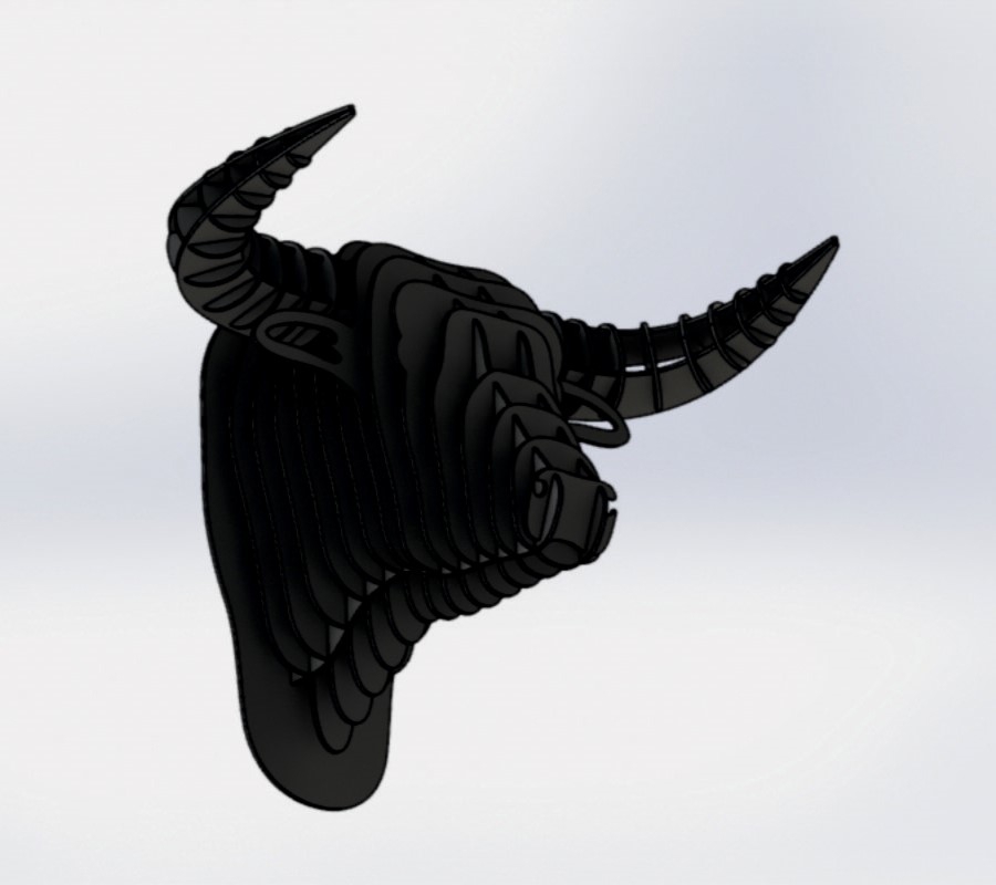 طرح سر گاو نر چوبی دیواری مناسب برای استفاده در دستگاه های cnc چوب و cnc لیزر - laser cut wooden bull head wall mount cdr file