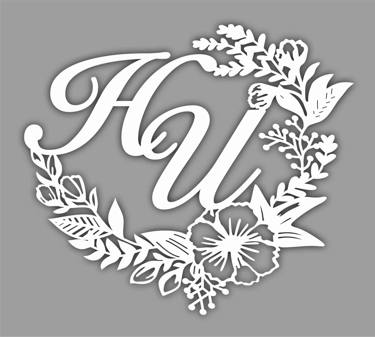 طرح مونوگرام گل مناسب برای استفاده در دستگاه های cnc چوب و cnc لیزر - laser cut floral monogram cdr file