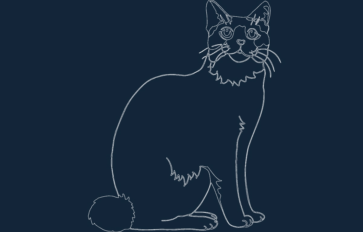 طرح گربه نشسته مناسب برای استفاده در دستگاه های cnc چوب و cnc لیزر - sitting cat dxf file