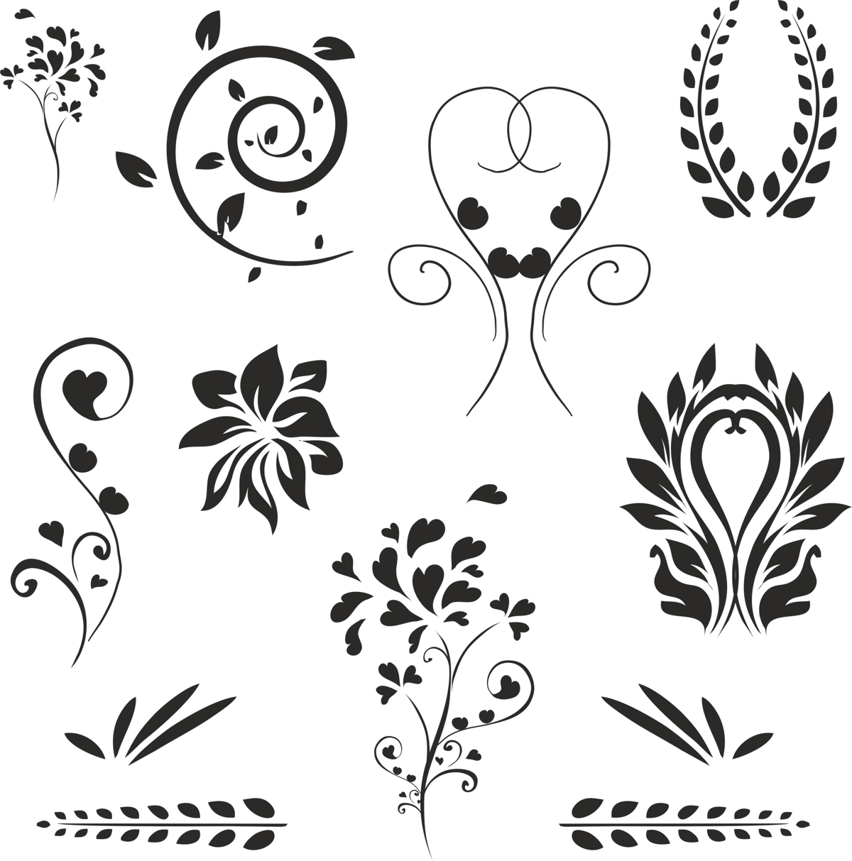 طرح مجموعه تزئینات گل مناسب برای استفاده در دستگاه های cnc چوب و cnc لیزر - floral decoration set cdr file