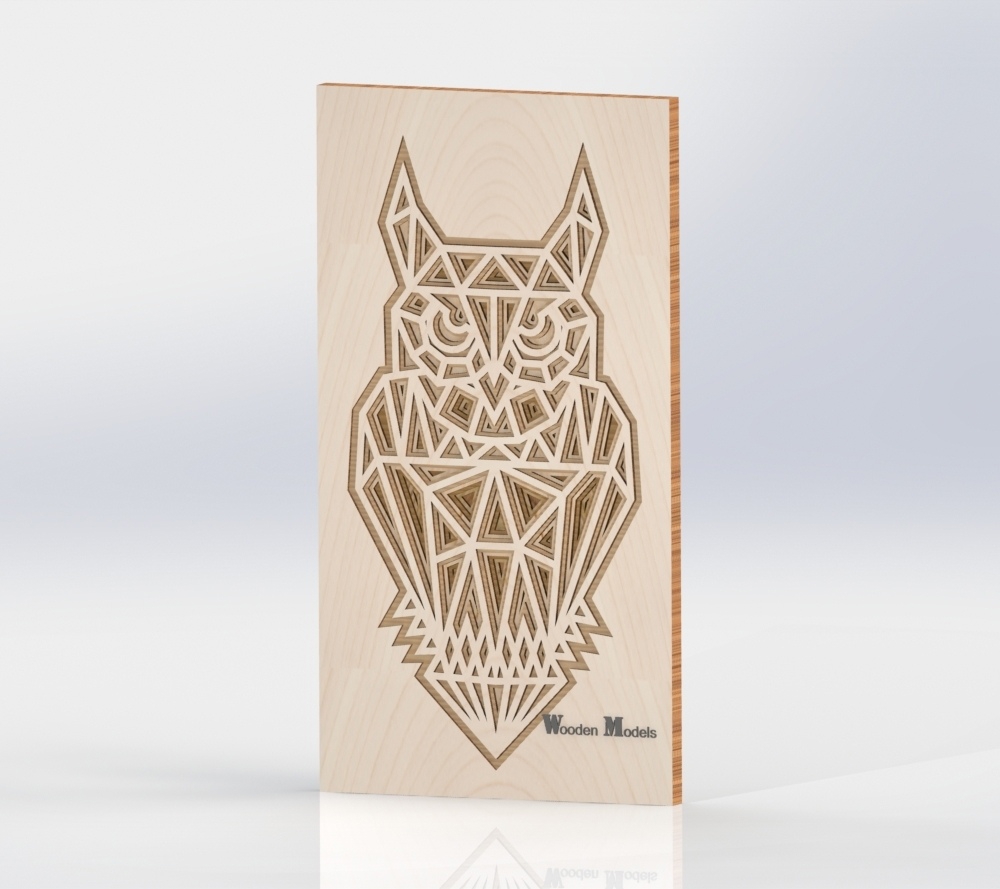 طرح جغد چوبی لایه باز مناسب برای استفاده در دستگاه های cnc چوب و cnc لیزر - laser cut layered wooden owl cdr file