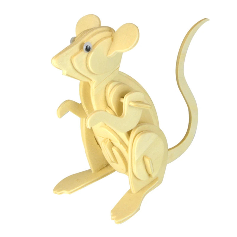 طرح فایل dwg طرح سه بعدی پازل چوبی موش مناسب برای استفاده در دستگاه های cnc چوب و cnc لیزر - laser cut mouse 3d wooden puzzle dwg file