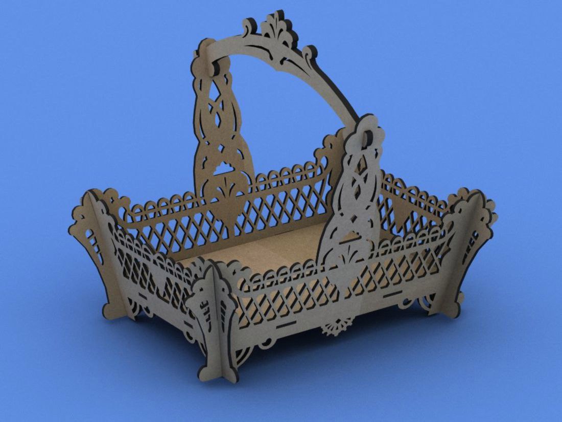 طرح سبد کورزینکا مناسب برای استفاده در دستگاه های cnc چوب و cnc لیزر - korzinka basket dxf file