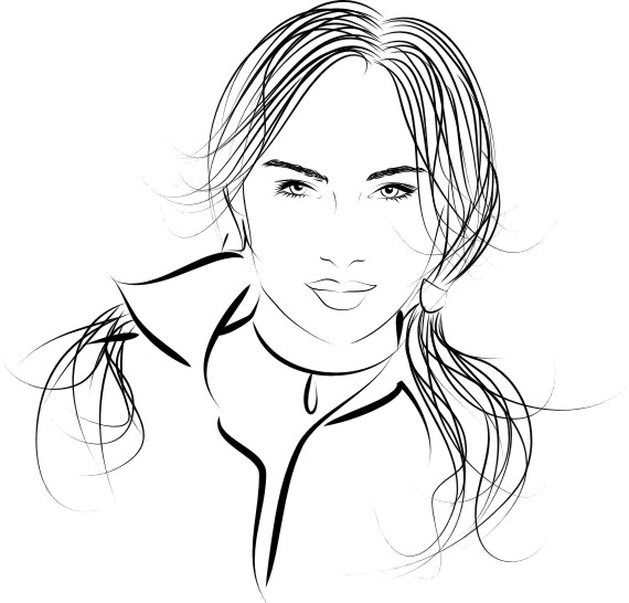 طرح فایل وکتور زن زیبا با موهای بلند مناسب برای استفاده در دستگاه های cnc چوب و cnc لیزر - long haired beautiful woman vector cdr file