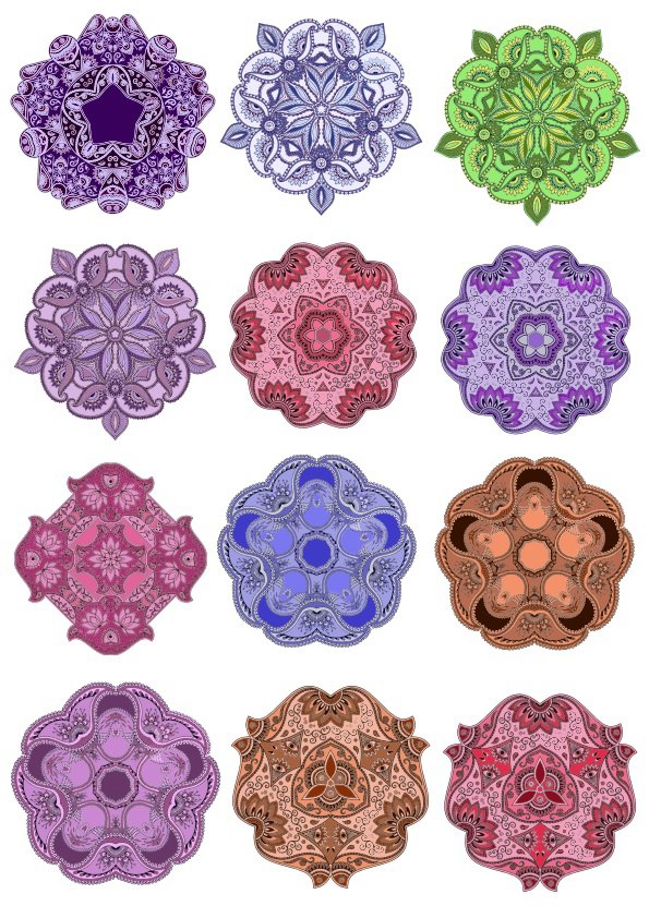 طرح وکتور ماندالا (چرخ هستی)ی رنگارنگ مناسب برای استفاده در دستگاه های cnc چوب و cnc لیزر - colorful mandala vector design pack cdr file