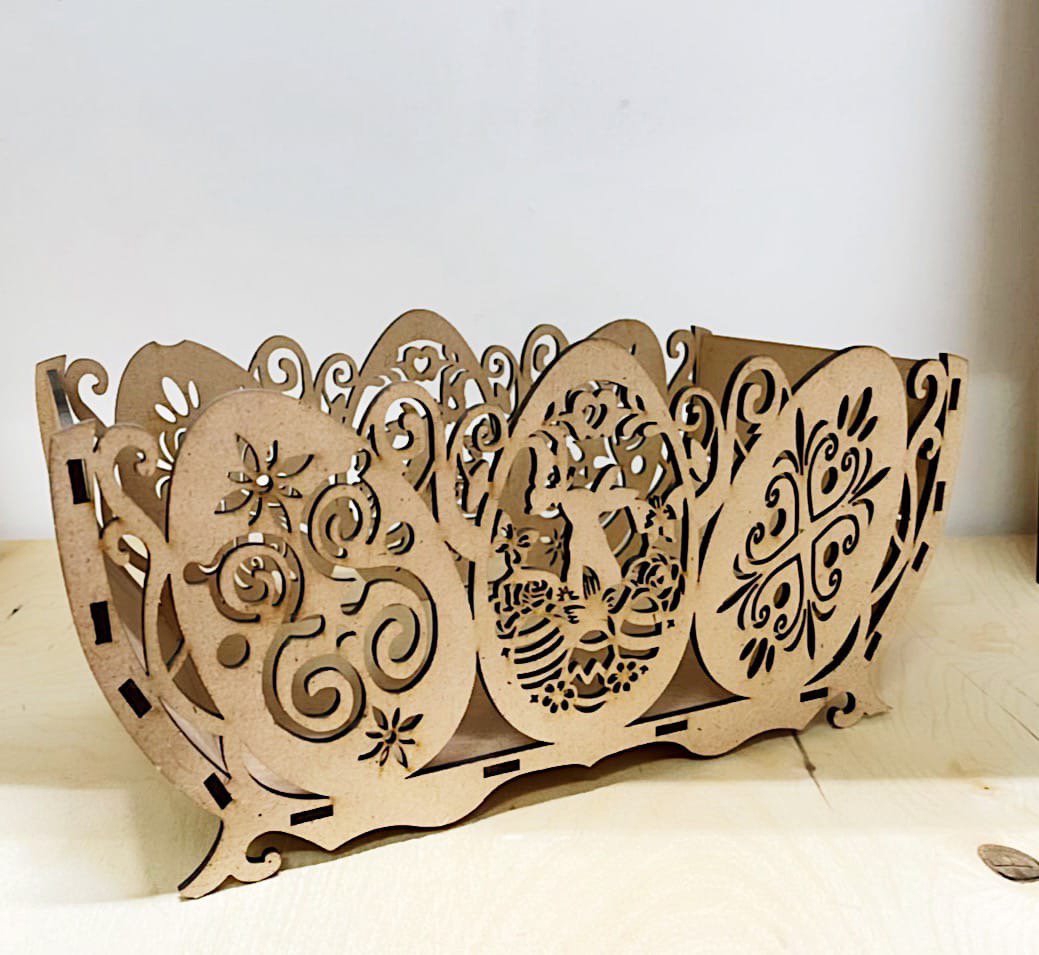 طرح سبد تخم مرغ عید پاک مناسب برای استفاده در دستگاه های cnc چوب و cnc لیزر - laser cut easter egg basket cdr file