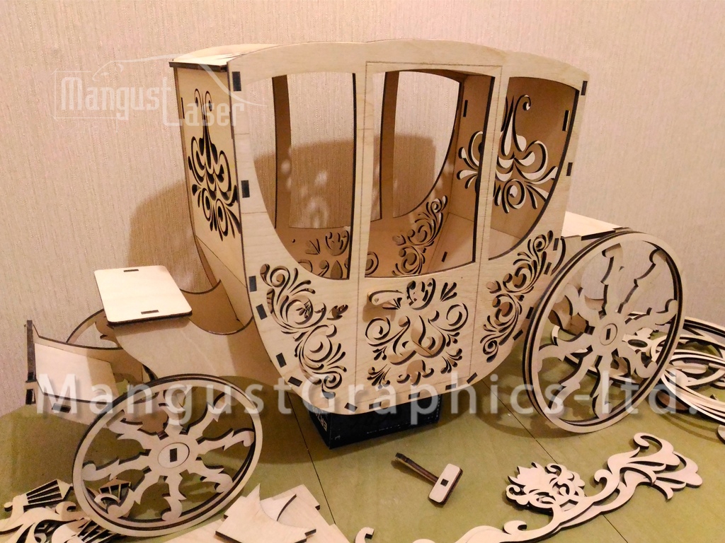 طرح پازل سه بعدی کالسکه مناسب برای استفاده در دستگاه های cnc چوب و cnc لیزر - laser cut carriage 3d puzzle cdr file