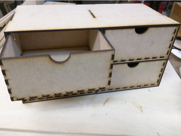 طرح جعبه نگهداری کشو میز مناسب برای استفاده در دستگاه های cnc چوب و cnc لیزر - laser cut desk drawer storage box svg file