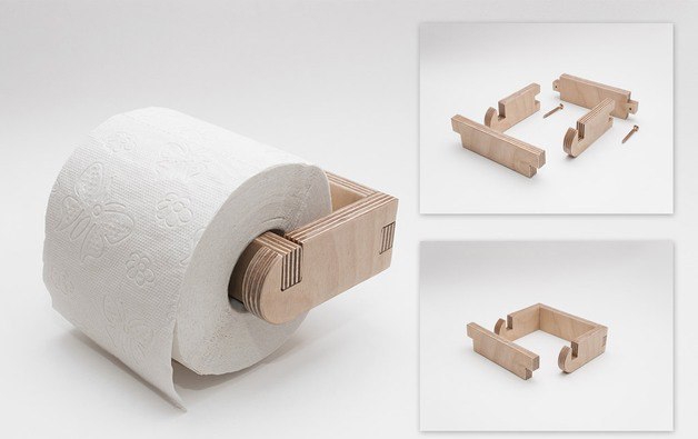 طرح جای دستمال توالت مناسب برای استفاده در دستگاه های cnc چوب و cnc لیزر - toilet roll holder laser cut cdr file