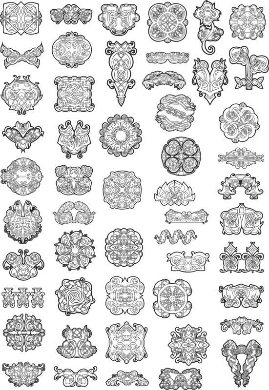 طرح فایل وکتور مجموعه زیور آلات سلتی مناسب برای استفاده در دستگاه های cnc چوب و cnc لیزر - celtic ornaments vector pack cdr file