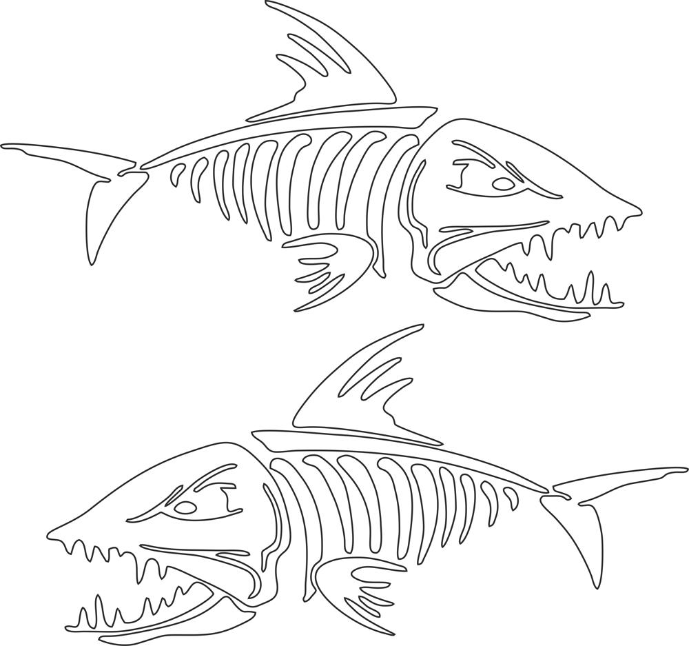 طرح فایل وکتور طرح اسکلت ماهی مناسب برای استفاده در دستگاه های cnc چوب و cnc لیزر - fish skeleton vector art cdr file