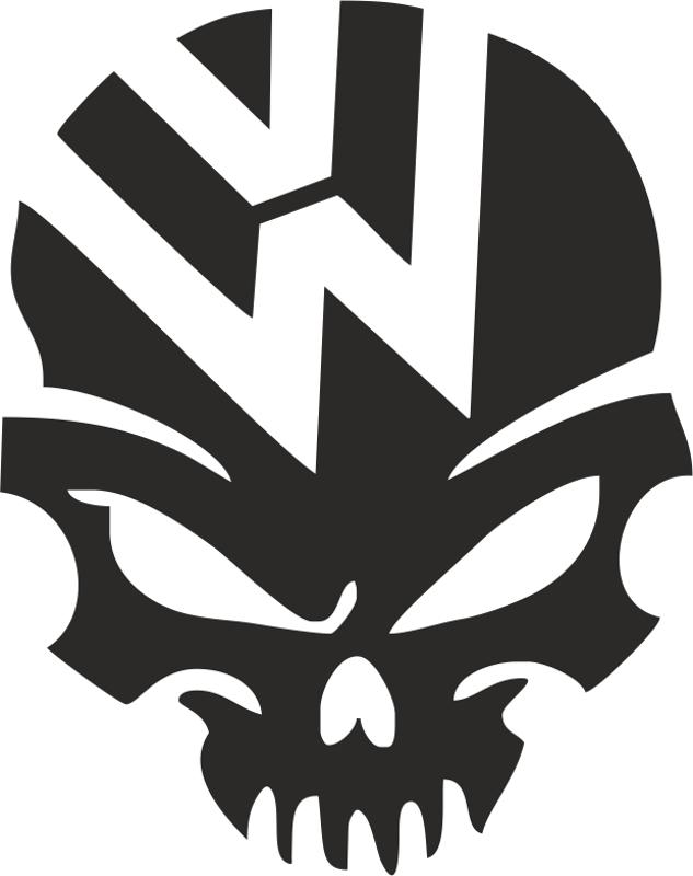 طرح فایل وکتور لوگوی اسکلت انسان مناسب برای استفاده در دستگاه های cnc چوب و cnc لیزر - vw volkswagen logo skull vector cdr file