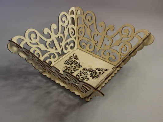 طرح سبد پروانه مناسب برای استفاده در دستگاه های cnc چوب و cnc لیزر - laser cut butterfly basket