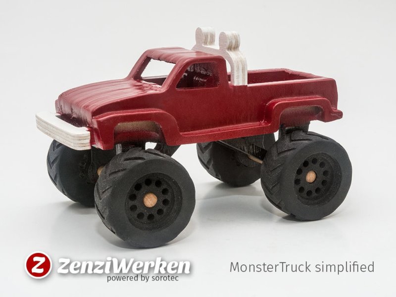 طرح کامیون هیولا ساده شده cclizer مناسب برای استفاده در دستگاه های cnc چوب و cnc لیزر - laser cut monster truck simplified cnclaser